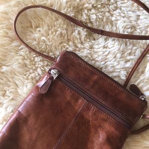 Brown leather cross body bag